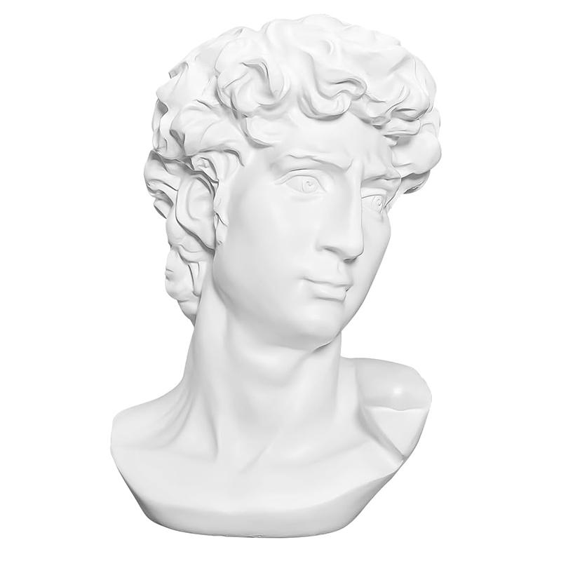 Высота 5,9 дюйма Греческая статуя головы Давида Классический римский бюст Скульптура греческой мифологии для рисования, домашнего декора, офисного декора