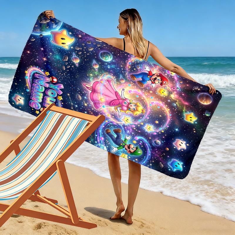 Name Custom Super Brothers Print Beach Towel, Large Soft Quick Dry Towel for Beach Camping Swimming