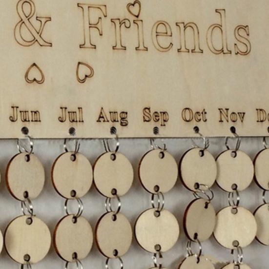 Family&Friends Hanging Calendar Wooden Board Birthday Reminder Plaque Home Decor MIT