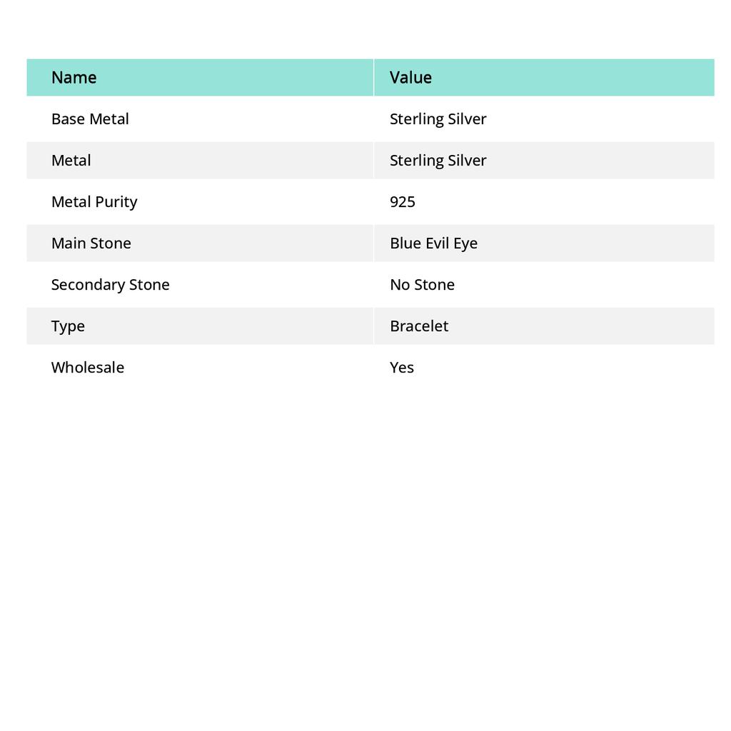 Этнический браслет из стерлингового серебра 925 пробы с синим сглазом 7-8" c2B82