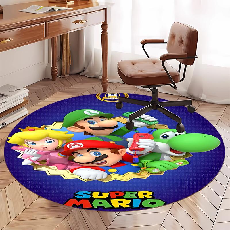 Mario Printed Round Rug Carpet Chair Rug Area Rug Entryway Doormats,for Office Chair Living Room Bedroom Kitchen Room.