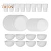 32-Piece Plastic Tableware Set Food-grade Reusable Dinner Plates Bowls Cups Service for 8 Dishwasher Safe Non-breakable Dishware for Picnics Parties