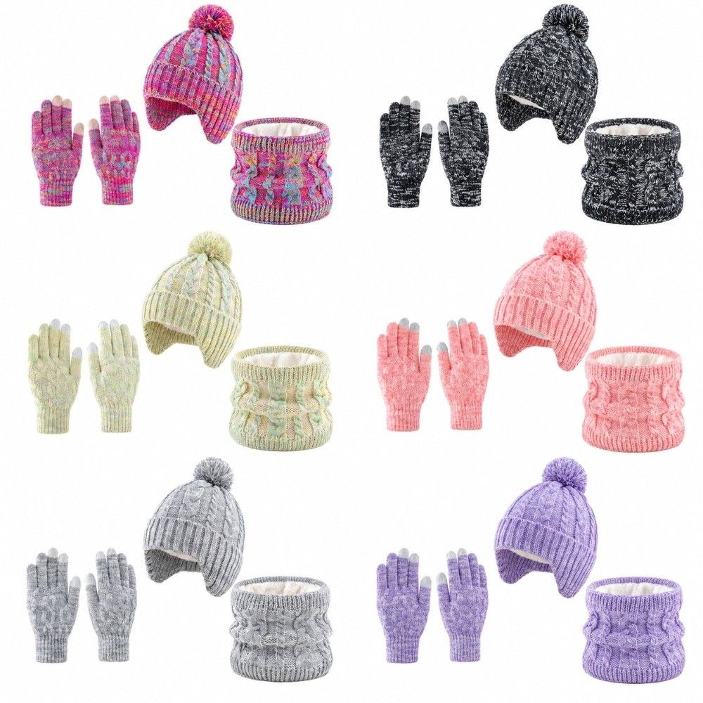 Plush Lining Neck Gaiter Gloves Set Thickened Pullover Hat Warm Gloves Winter
