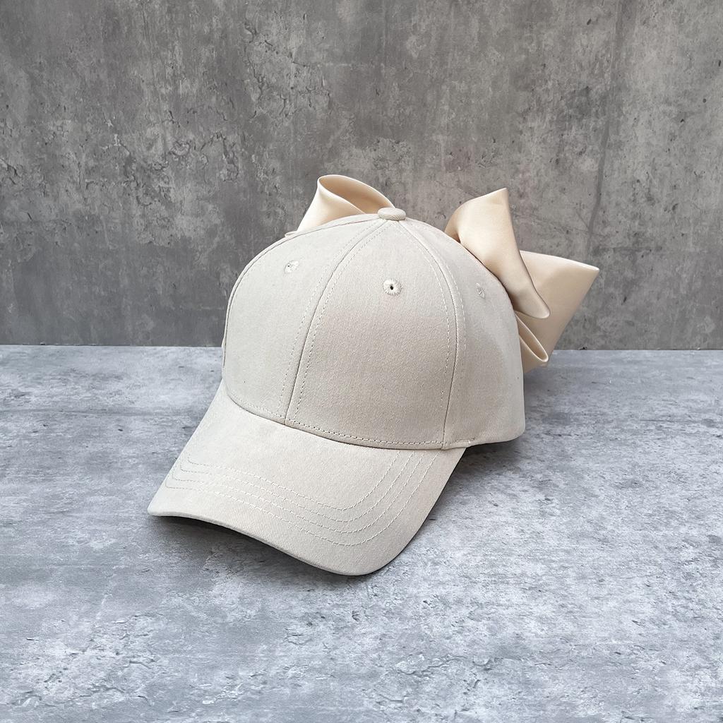 Korean sweet and cute big bow baseball cap women's spring and summer thin sunshade hard top cap sunscreen hat