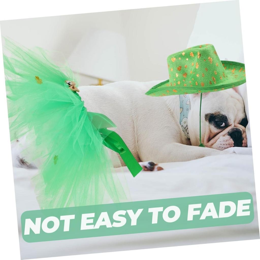 1Set Saint Patrick's Day Pet Costume Shamrock Hat Tutu Skirt Outfit for Dogs and Cats for Dog Cosplay and Celebrations