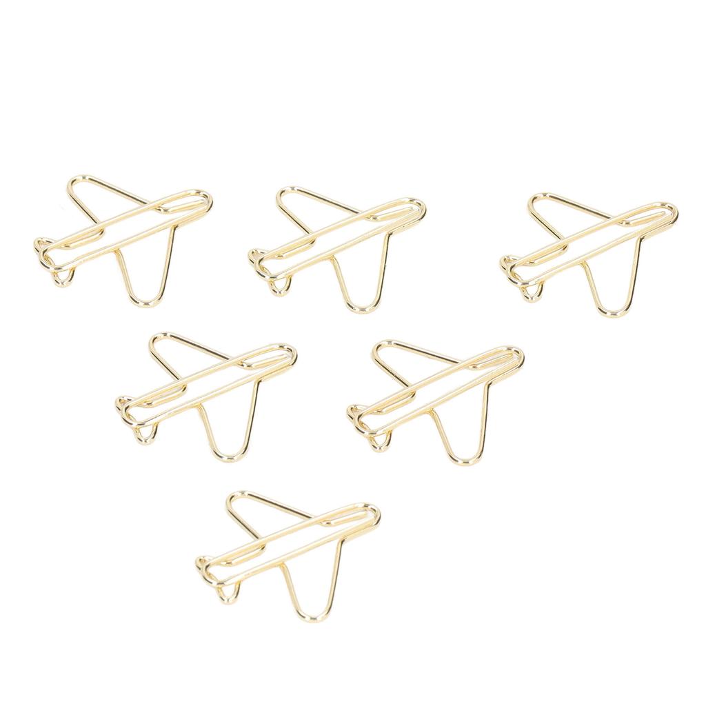 100pcs Paper Clips Portable Anti Rust Electroplating Gold Cute Airplane Shaped Metal Paper Clip for 