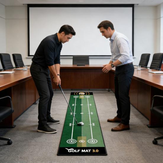 Коврик для гольфа, складной паттинг-грин, коврик для практики паттинга для помещений и улицы с противоскользящей подложкой для использования дома, в офисе, комнате, на заднем дворе