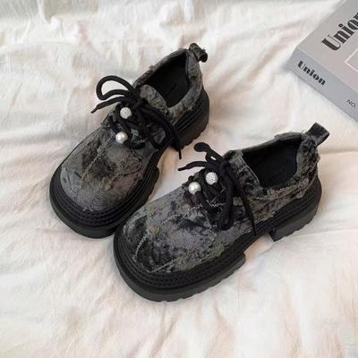 Кеды на шнуровке с большой головой, женские, 2025 осень, новая маленькая платформа, женская обувь, модные увеличивающие рост лоферы, туфли