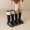 Внунее увеличение высоты 2025 новый осенне-зимний новый цвет, сапоги на толстой подошве, но сапоги до колена, длинные сапоги, рыцарские сапоги женские