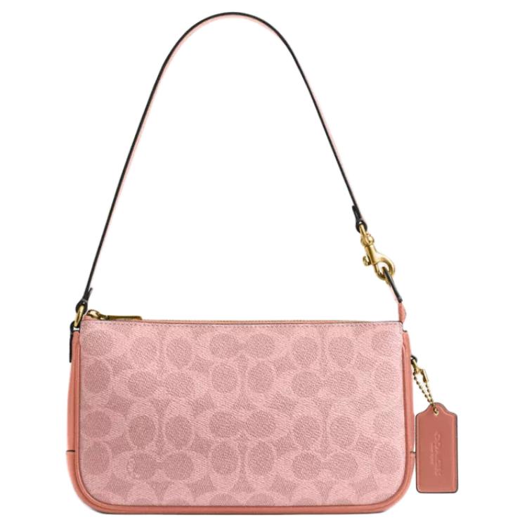 Coach Сумка через плечо женская Plaza Print Design с золотой цепочкой, фурнитурой, покрытым холстом и телячьей кожей, цвет Дыня-Розовый, CCC42-B4YU2