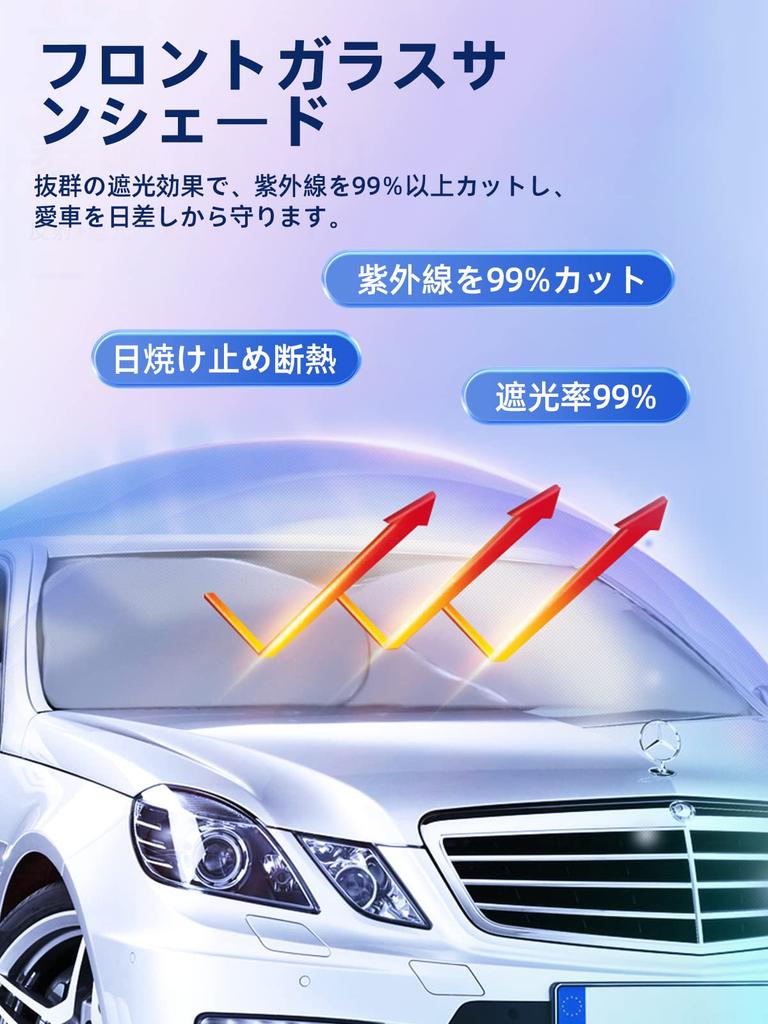 IUSOT Folding Car Front Thick Construction with Light Blocking Easy No Suction Cups or Dashboard Sunshade for Storage Bag Fits Rearview Mirror Light