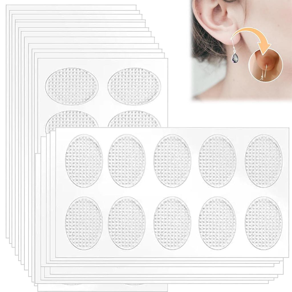 Invisible Ear Lobe Support Patches for Heavy Earrings 60pcs Clear Earlobe Protector Stickers | Pain-Free Anti-Tearing & Sagging Solution (2.8"x1.6")