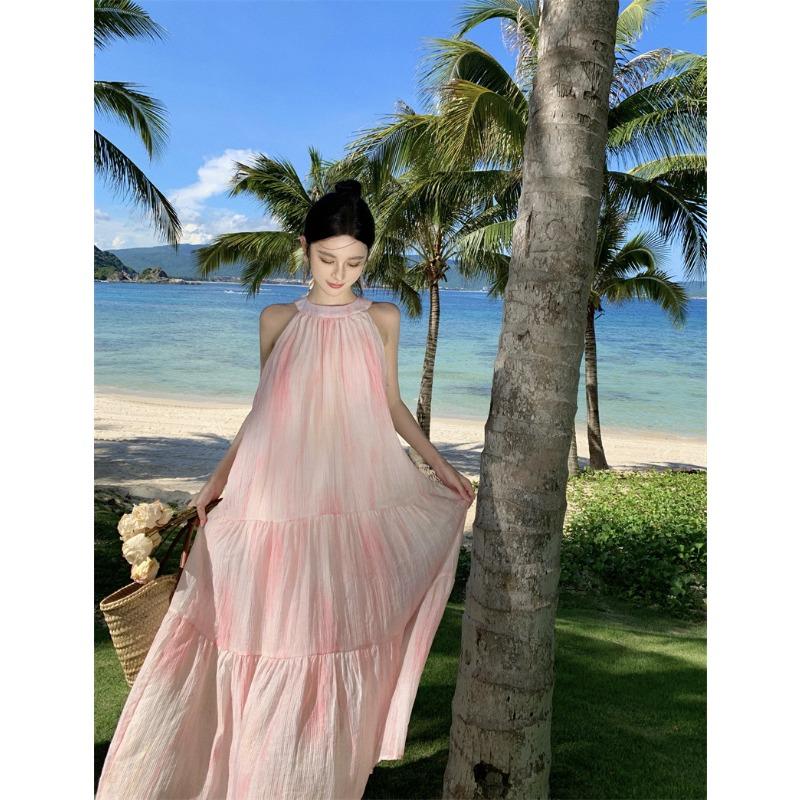 Женские летние свободные длинные жилеты без рукавов с завязками и висячей шеей, жилет с принтом тай-дай, темпераментные платья