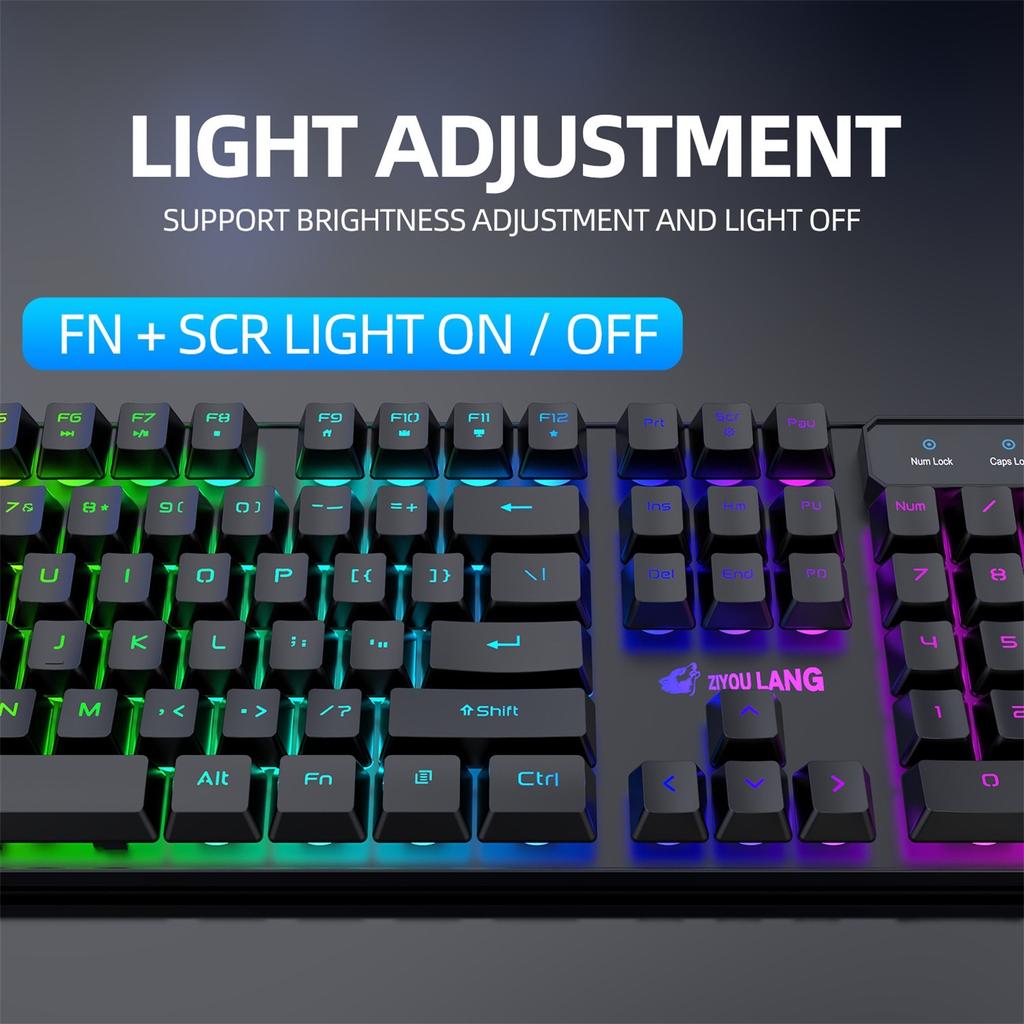 Wireless Gaming Keyboard And Mouse Combo With Mouse Pad, LED Backlit Rechargeable Battery Mechanical Ergonomic Feel 7 Color Backlit Mute Mice