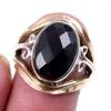 Натуральный черный оникс драгоценный камень 925 сплошное серебро ювелирные изделия двухцветное кольцо размер 5US q0Y27