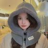 Women's Solid Color Wool Balaclava - Warm Korean Pullover Neck Protection Hat for Autumn and Winter
