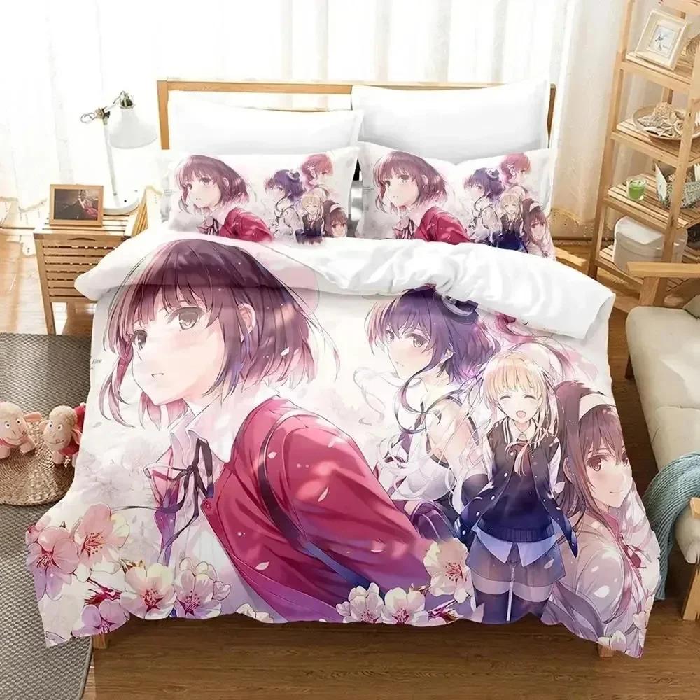 Luxury New 3D Print Anime Megumi Kato Saekano Bedding Set Duvet Cover Bed Set Quilt Cover Pillowcase Queen Boys Adult Bedding