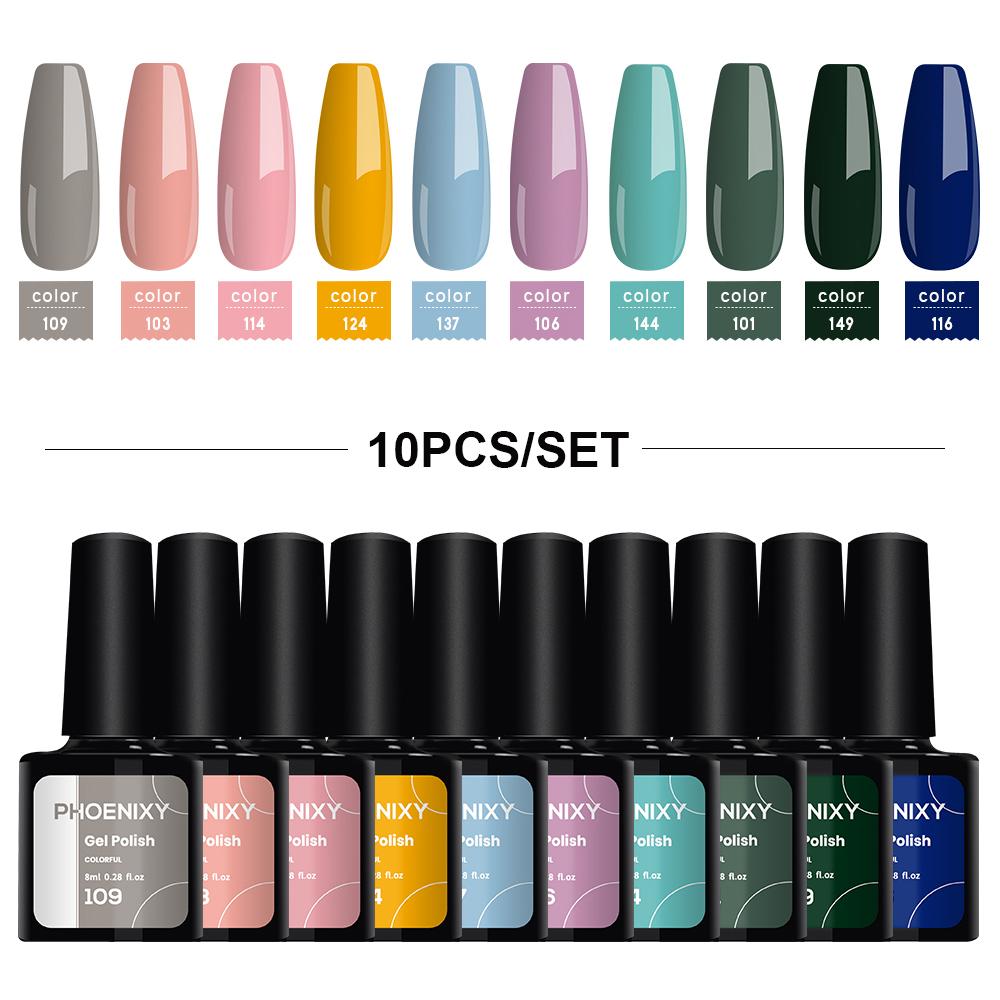 PHOENIXY 111 Colors of Gel Nail Polish Bright and Colorful Gel Lacquer for UV Gel Nails Soak-off UV LED Semi-Permanent Gel Varnishes