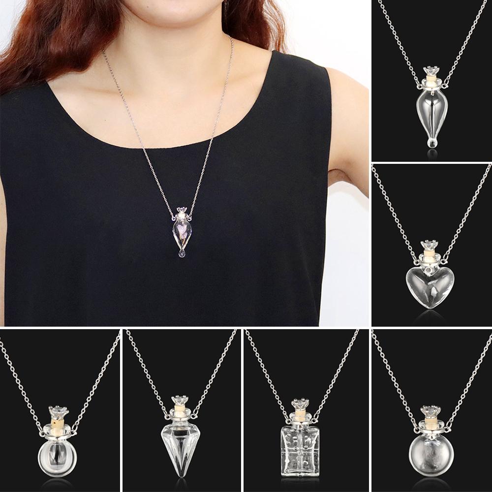 Drop Heart Steel Chain Glaze Vial Necklace Essential Oil Pendant Memorial Jewelry Perfume Jewellery