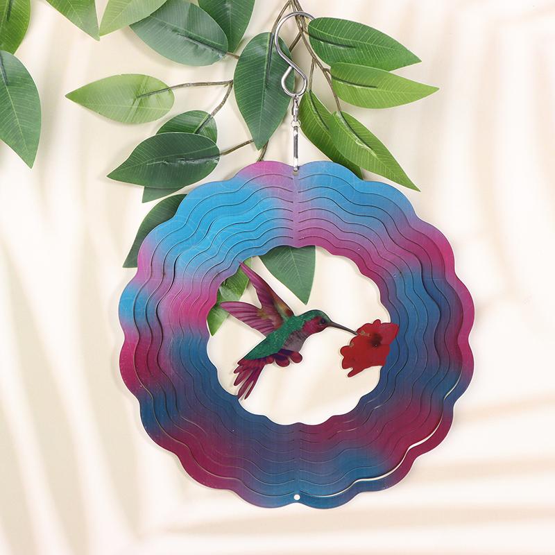 3D Colorful Wind Spinning Mandala Hanging Wind Spinner 7 Inch Foldable Rotating Wind Chime Garden Metal Wind Chime
