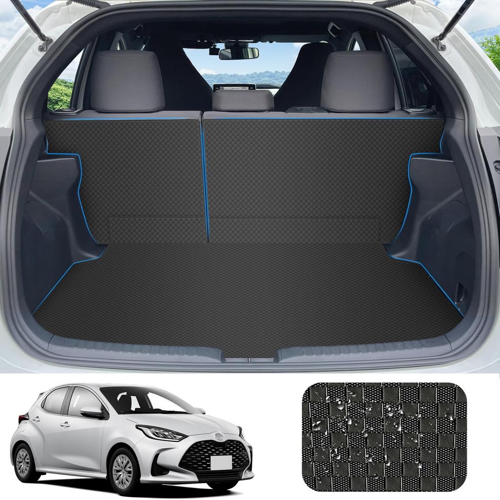YORKNEIC Luggage Mat for Toyota Yaris 210 Series Seat Back Back Trunk Synthetic Leather Cargo Type A (10 Series) (2020-Present), Vehicle-Specific