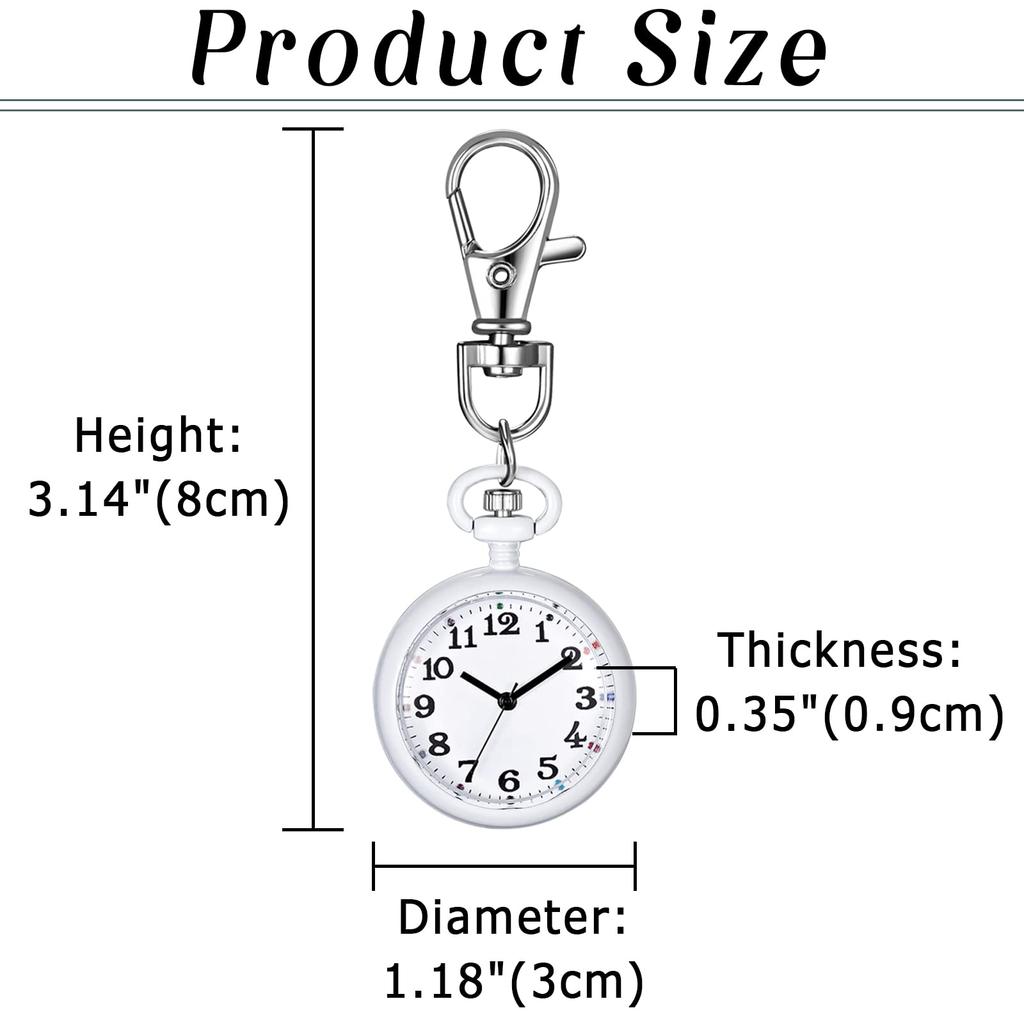 Clip Watch Keychain Analog Carabiner Watch Nurse Watch Pocket Watch Waterproof Outdoor Fashion Accessory