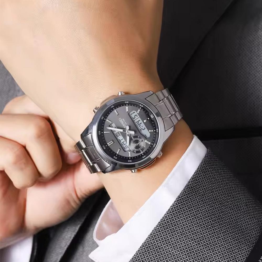 Цифровые часы с двойным дисплеем, хронографом, будильником, спортивные водонепроницаемые часы с электронным механизмом, многофункциональные наручные часы Relogio Masculino