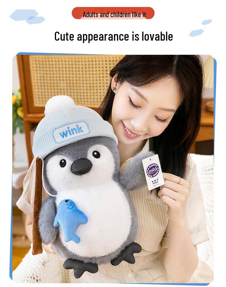Adorable Penguin Chef Plush Holding Fish - Stuffed Toy & Gift