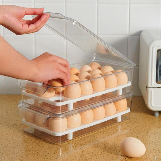 Ящик для хранения холодильника с крышкой Прозрачный штабелируемый футляр для фруктов и овощей Органайзер для яиц Чехол для организации продуктов питания Коробка для яиц Коробка для хранения яиц