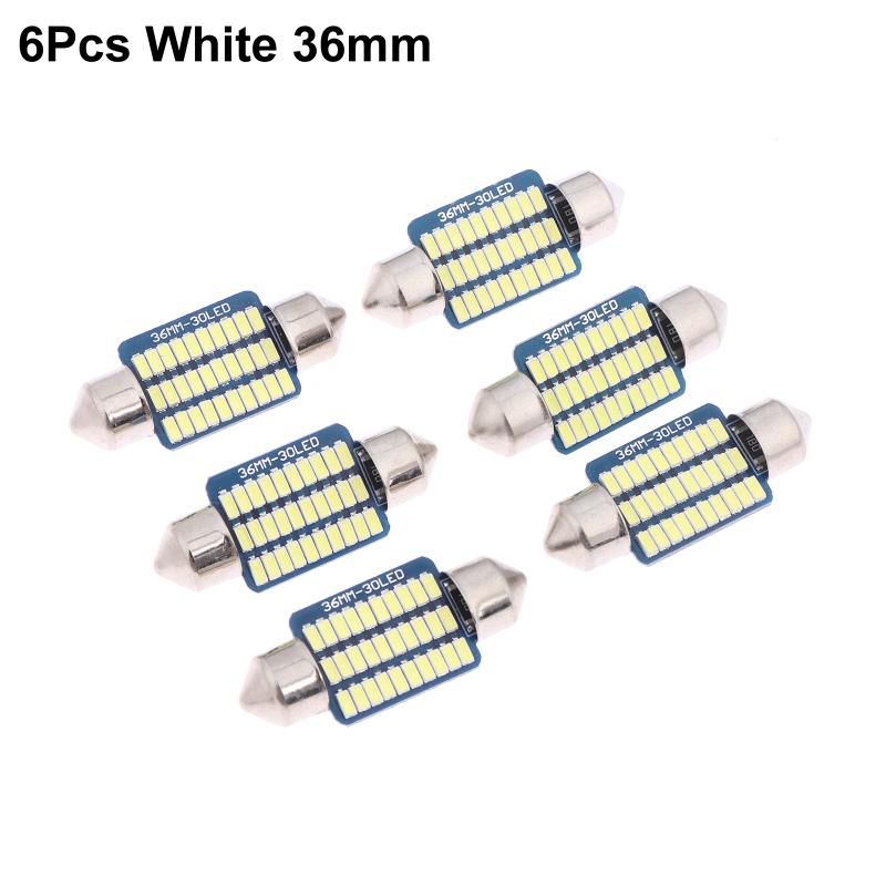 6 шт. Светодиодные лампы C5W Canbus Festoon LED Для освещения салона, купола, багажника, номерного знака автомобиля 12В 300Лм 6500K Белый