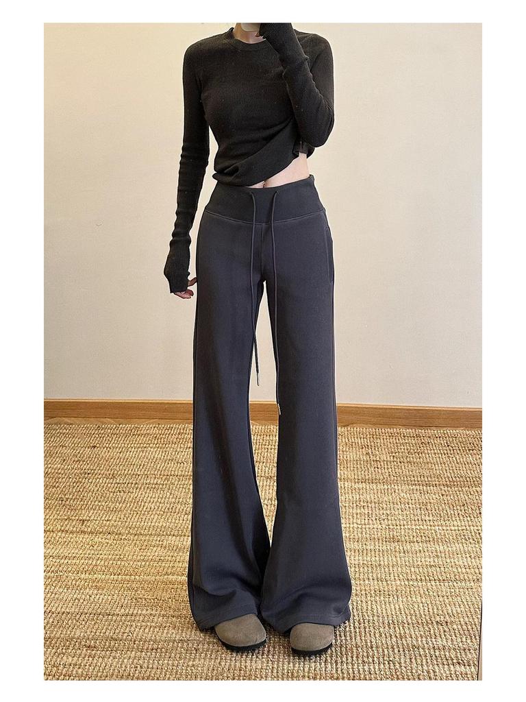 Women's Slim-Fit Pink Micro-Flared Yoga Pants - Versatile, Floor-Length Design