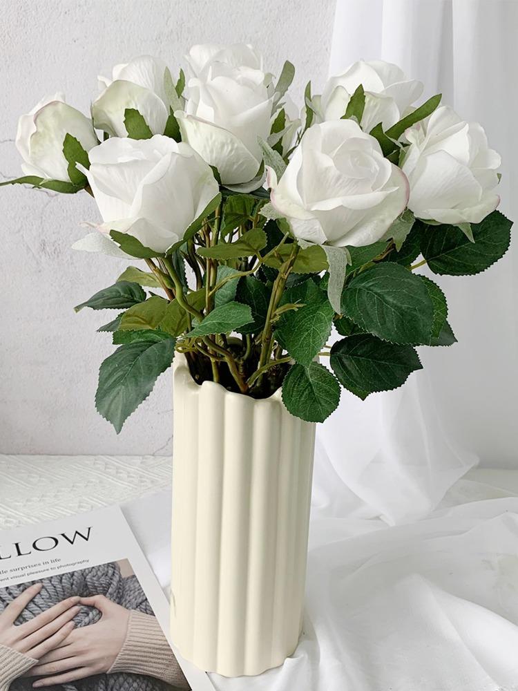 12 шт. искусственных шелковых цветов, розы, искусственные розы с длинными стеблями, реалистичные букеты из искусственных роз для свадебных украшений, свадебного декора, домашнего стола