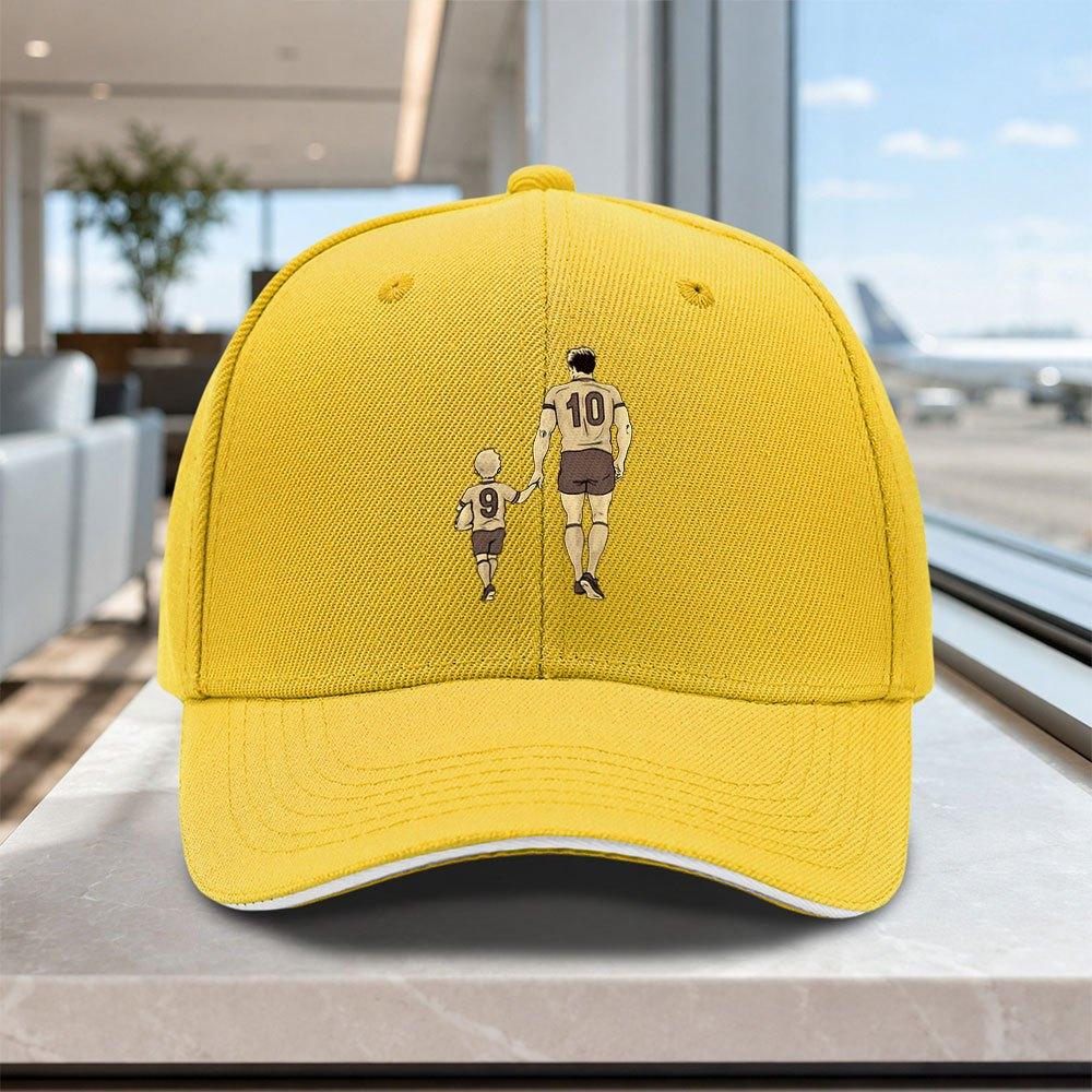 Adjustable Baseball Cap with Father Son Silhouette Pattern Lightweight Unisex Hat for Outdoor Weddings Parties