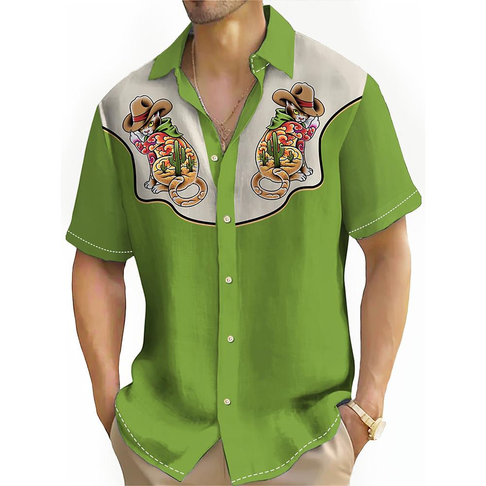 Мужская рубашка с принтом черепа в стиле вестерн-ковбой, летняя мужская повседневная рубашка с коротким рукавом, модная мужская футболка большого размера