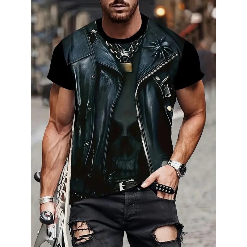 Поддельный жилет, куртка, узор, принт, футболки для мужчин, 3D, новинка, летний хип-хоп тренд, топ, мода, свободные, крутая уличная мужская одежда