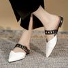 Fashion Traf Cut-Out Buckle Strap Slippers Woman Low Heel Flat Sandals Slip On Slides Shoes Ladies Pantuflas Flipflops Pointed Toe Mules