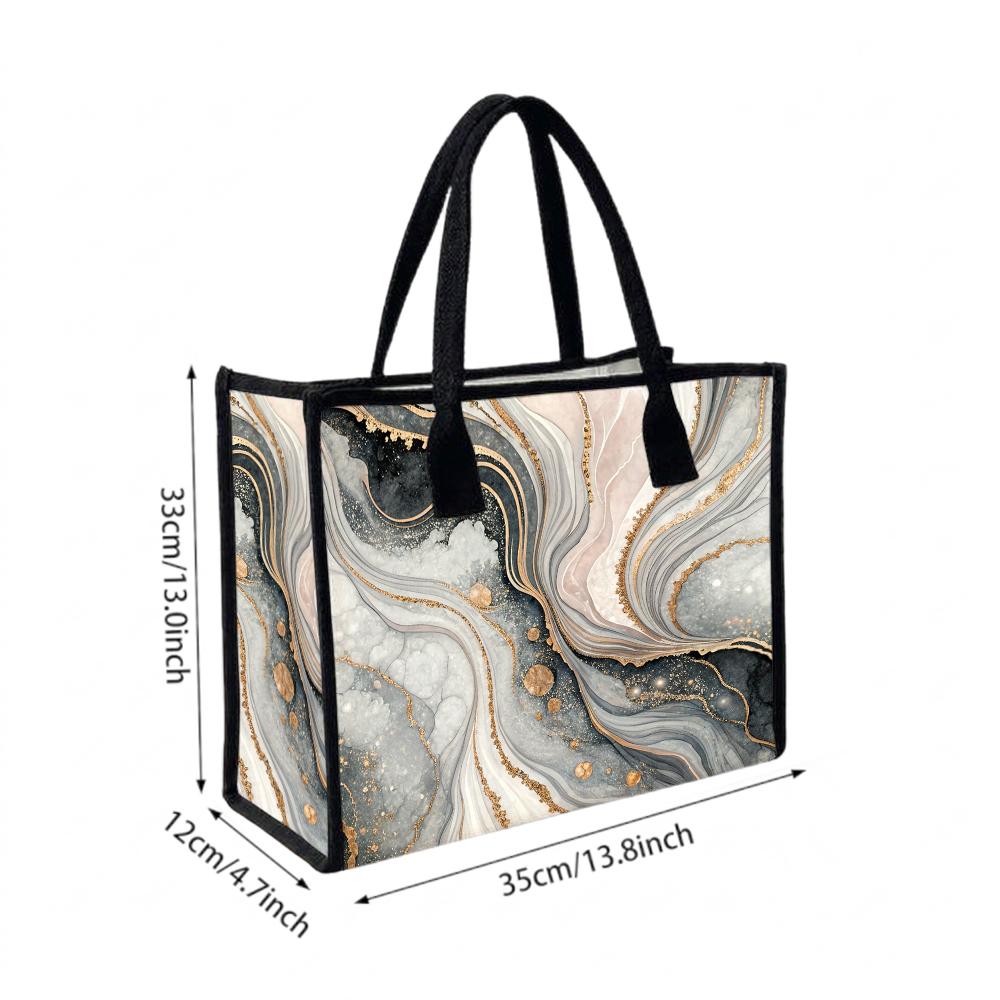 Elegant Marble Pattern Tote Bag Stylish Daily Commute Handbag