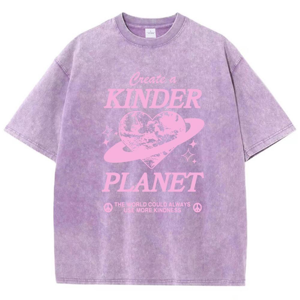 Geeate A Kinder Planet Pink Print Мужская футболка Одежда Мультяшная удобная футболка с круглым вырезом Футболки в стиле ретро