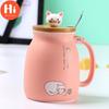 Hi Jxxmop Creative Color Cat Mug Cartoon with Lid 500ml Cup Coffee Ceramic Mugs Cups Office Drinkware Gift