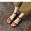 Fashion Ankle Strap VINTAGE Sandals for Women Open Toe High Heels Sandalias De Mujer Belt Buckle Square Heeled Women Pumps
