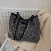Yogodlns Luxury Rhinestone Bucket Tote Bag Women Fashion Large Capacity Handle Shopping Shoulder Bag