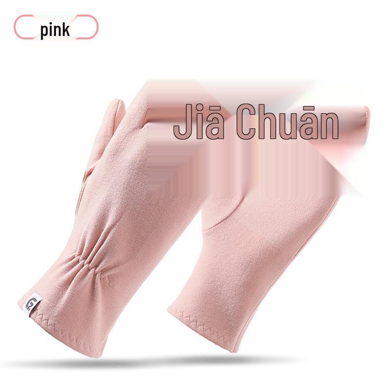 Женские сезонные бархатные перчатки с сенсорным экраном: Тонкие весенние/осенние, Теплые зимние, Противоскользящие, Эластичные, Приятные для кожи.