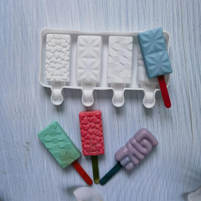 4 Сердца Силиконовая форма для мороженого DIY Love Popsicle Chocolate Candy Jelly Mold Crystal Cavities Изготовление инструментов для декора торта Подарки