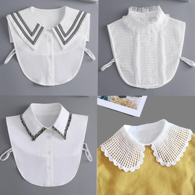 New Fake Victorian Stand Up Collar White Black Lace Collars Detachable For Women Blouse Lapel Shirt False Collar Woman