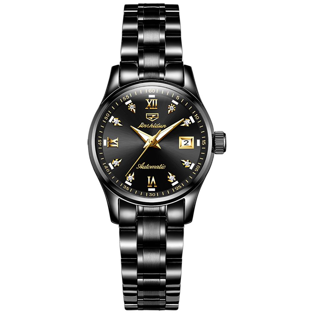 JINSHIDUN Brand Watch Heart Steel Automatic Mechanical Single Calendar Luminous Waterproof Women's Watch Women's Watch