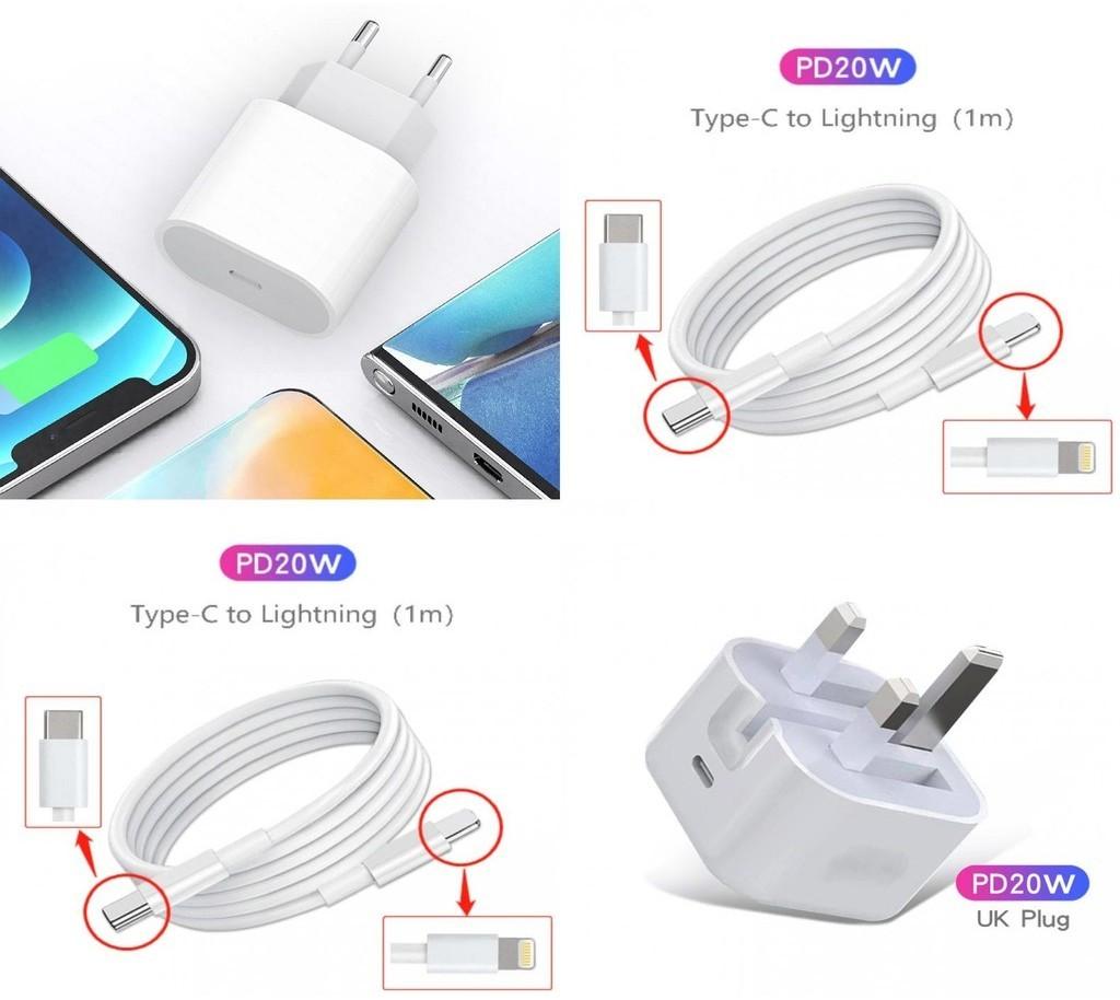 Быстрое зарядное устройство Apple 13 Pd20w EU/US/UK Белый Адаптер Сертифицировано CE Быстрая зарядка Интерфейс Type-C Выходная мощность 20 Вт