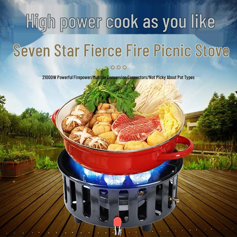 Seven-Head High-Power Dual-Use Outdoor Camping Gas & Coal Stove