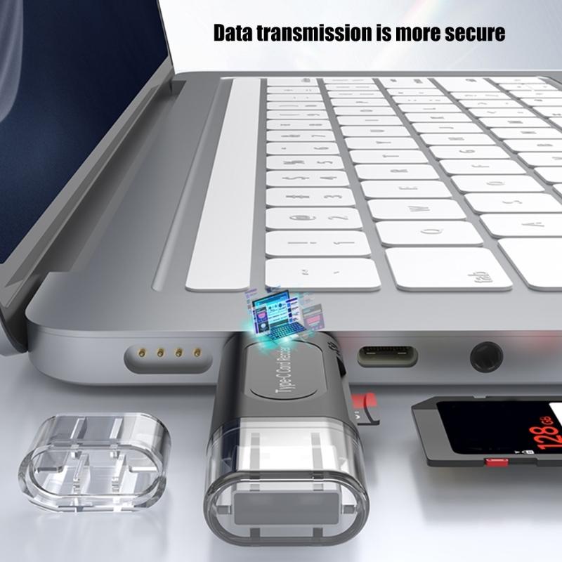 Универсальный картридер с интерфейсами USB Type C, поддержка карт SDTF до 128 ГБ, функция Plug and Play для мобильного использования