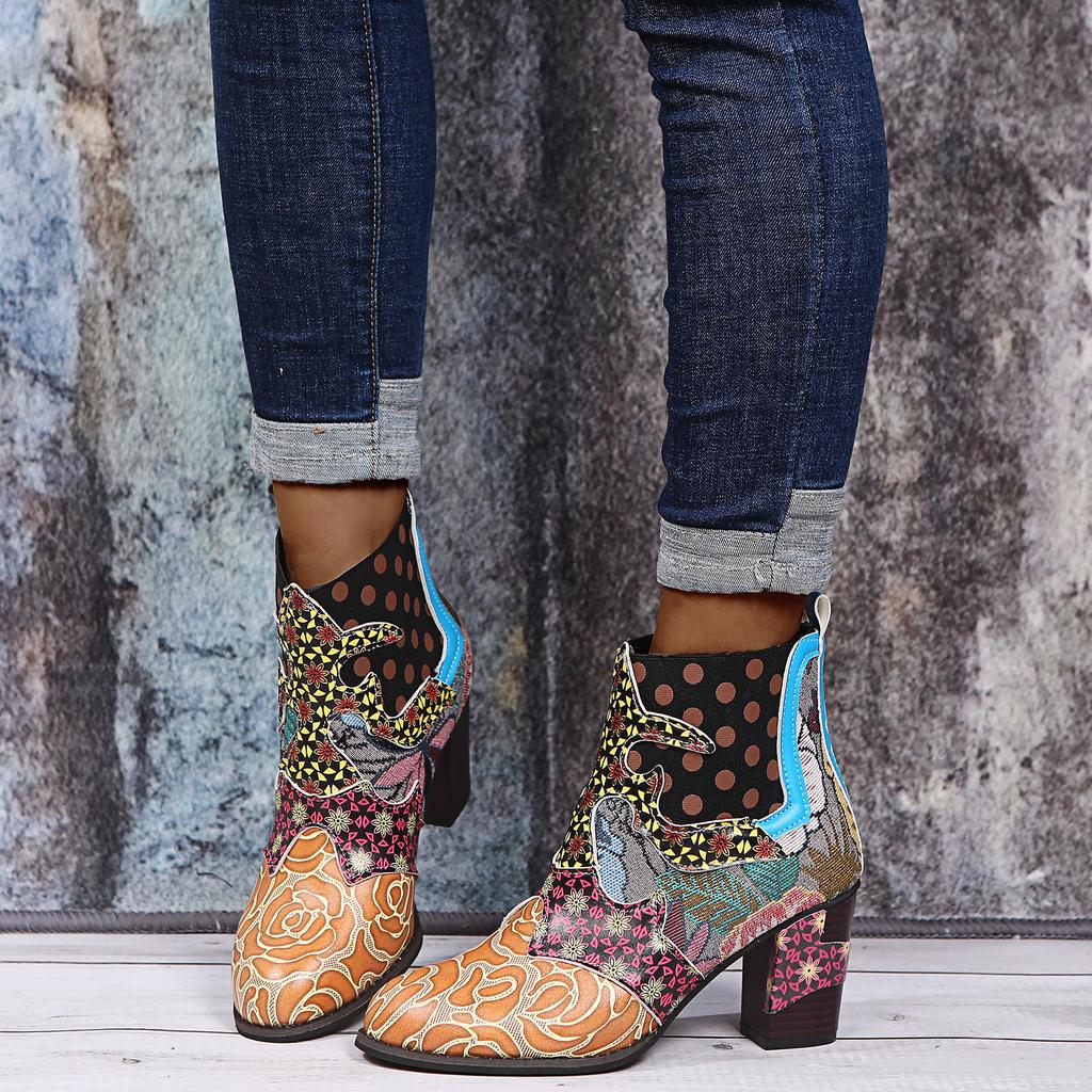  Сапоги Женская обувь Короткие сапоги с принтом Зимние и осенние ботинки