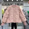 Зимняя несезонная новая женская короткая бейсбольная куртка с круглым вырезом трикотажная сращиваемая мятая белая куртка из утиного пуха